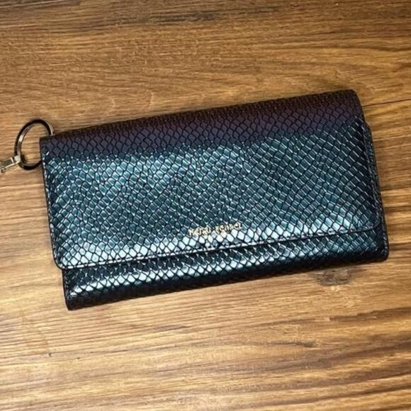 henri bendel Handbags - Henri Bendel RARE Uptown Organizer Wristlet Wallet Oil Slick/Petrol Snake Print